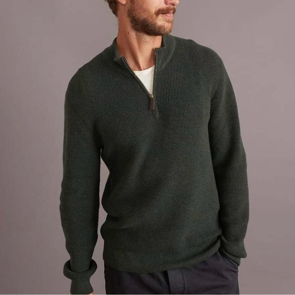 Marine Layer Green Linden Quarter Zip Sweater Size M - Picture 1 of 6